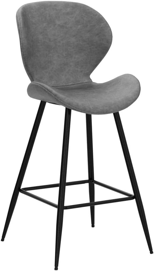 KithKasa Juego de 2 taburetes de bar de altura de mostrador con respaldo, modernos de cuero sintético de mediados de siglo, 26 pulgadas, taburetes