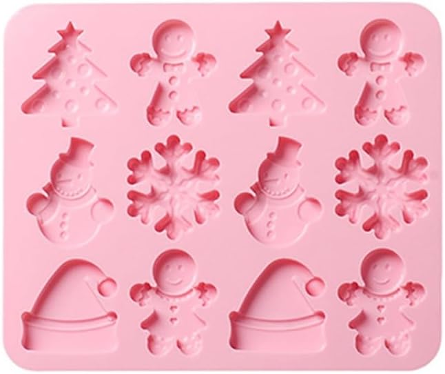 Molde de silicona para chocolate con forma de Navidad, bandejas para hornear galletas de fondant, árboles, caramelo hombre, moldes de chocolate,