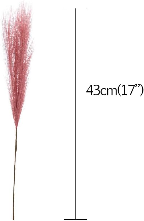 43cm(17″) Ramas de pampa artificiales coloridas Pompas esponjosas decorativas en jarrón hierba falsa (5, rojo)