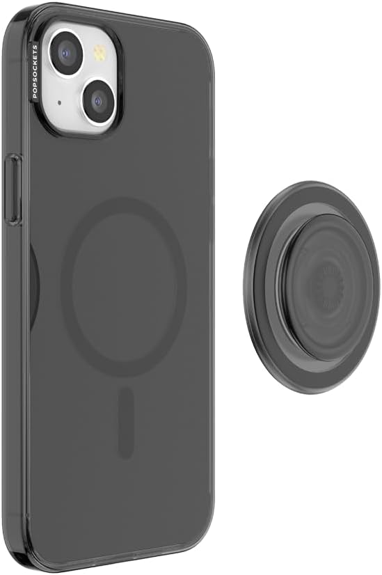 PopSockets Funda para iPhone 15 Plus con agarre redondo para teléfono compatible con MagSafe, funda para iPhone 15 Plus, compatible con carga