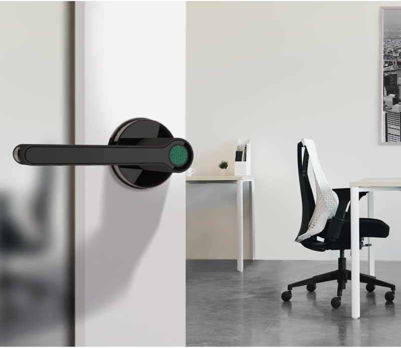 Breeze – Cerradura de puerta de entrada sin llave con manija para el hogar, hotel, oficina, apartamento, dormitorio (negro, rosa)
