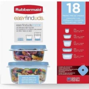 Rubbermaid Easy Find Tapas Contenedores de almacenamiento de alimentos, edición especial, azul hielo, juego de 18 piezas Rubbermaid Easy Find Tapas Contenedores de almacenamiento de alimentos, edición especial, azul hielo, juego de 18 piezas