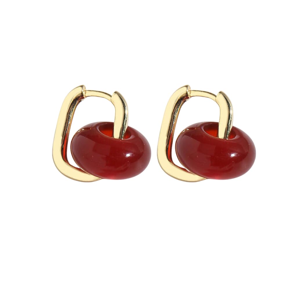 Modern 925 Silver Gemstone Chunky Huggie Hoop Earrings (1pair silver, white)