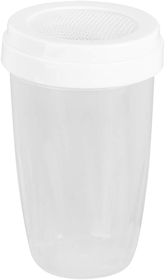 Coctelera de polvo de plástico con tapa, agitador de azúcar en polvo con tamiz de malla fina para azúcar en polvo, harina de cacao, chocolate, café,