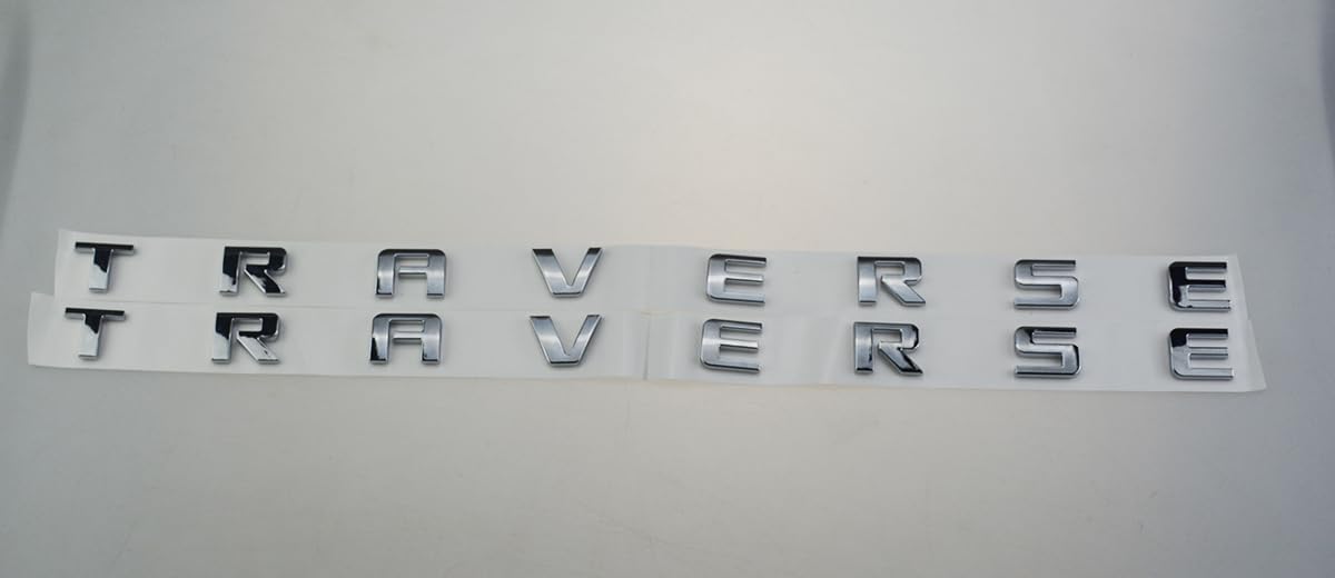 2 calcomanías de repuesto para placa de identificación de letras 3D para puerta y traverse 2018+ (cromado)