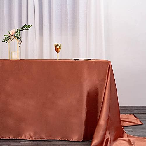 BalsaCircle Tablecloths Mantel rectangular de satén color terracota de 90 x 156 pulgadas, para mesa de boda, fiesta, recepción, eventos, cocina,