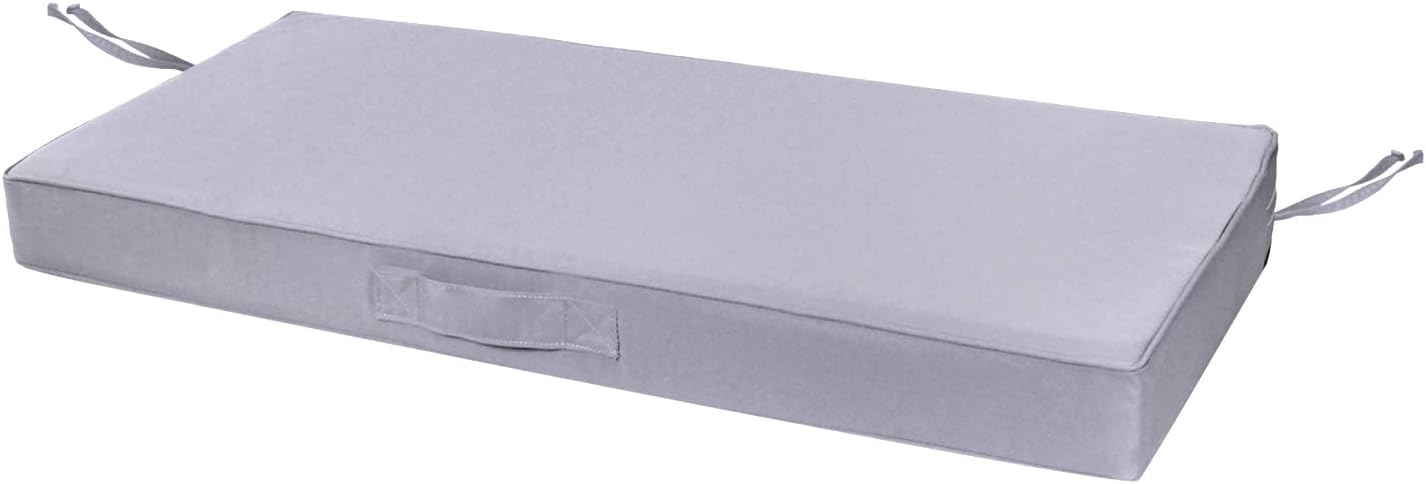 Cojín de banco para exteriores, 48 x 18 pulgadas, impermeable, para columpios, muebles de jardín, patio, con asa y correas antideslizantes para