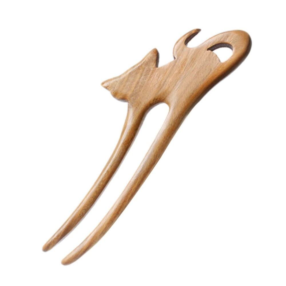 Palos de pelo de madera para gatos en forma de U, estilo chino, horquillas, horquillas, horquillas trenzadas, tocado retro (A)