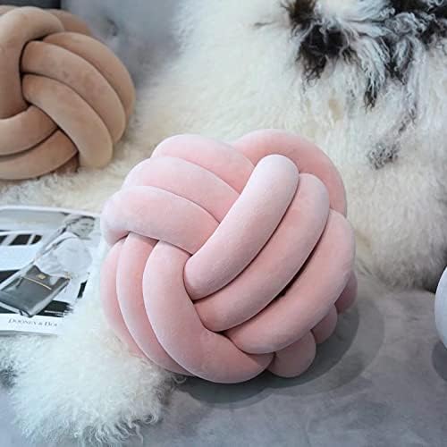 KUCCO – Cojines de bola con nudo redondo, decoración de habitación de los niños, juguetes de peluche, accesorios de fotografía (azul oscuro, 10.6in)