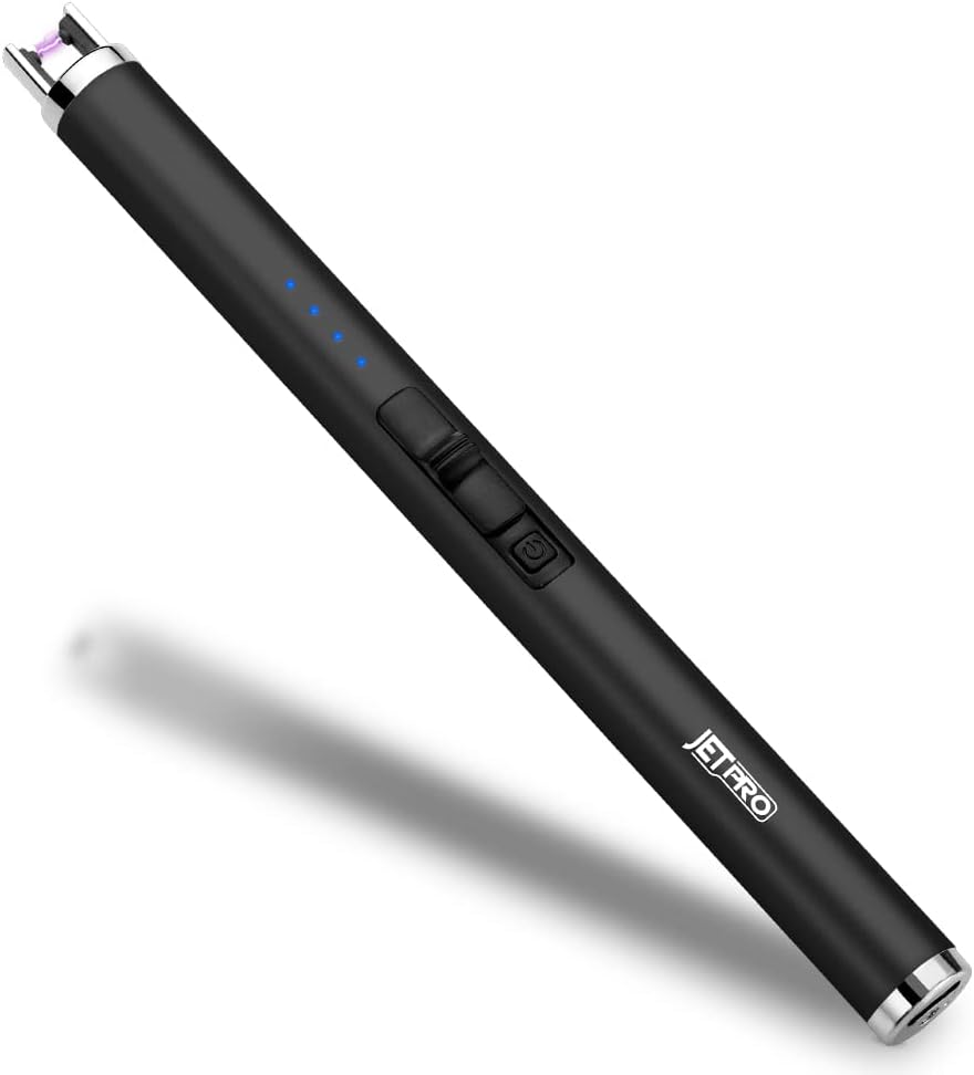 Encendedor de velas recargable por USB, encendedor de arco electrónico, resistente al viento, sin llama, con botón de seguridad para camping,