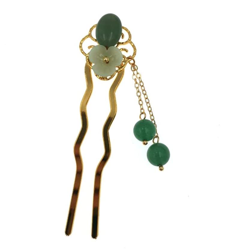 Pinzas para el pelo de flores de jade para mujeres y niñas, palillos retro Hanfu en forma de U, accesorios para la fabricación del cabello,