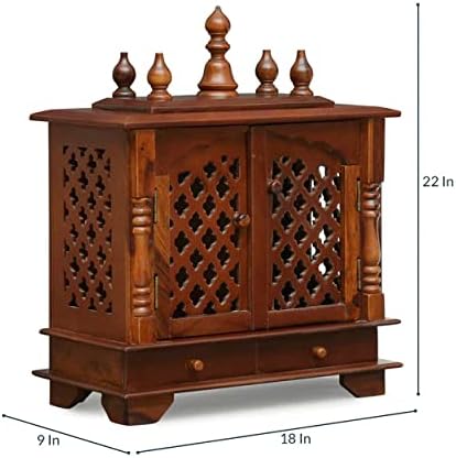 Sharvgun Templo de Pooja Mandir de madera Pooja Ghar de pie, montaje en pared, colgar en la casa, oficina, decoración de templos hechos a mano,