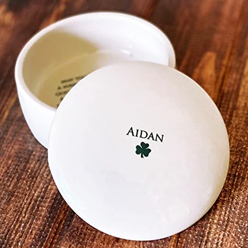 Baptism Gift, First Communion Gift or Confirmation Gift – Personalized With Name and Irish Blessing in Green – Round Keepsake Box