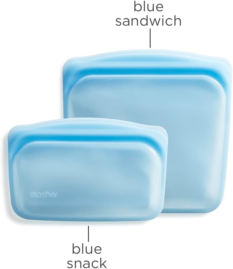 Stasher Bolsa de almacenamiento de silicona reutilizable, contenedor de almacenamiento de alimentos, apto para microondas y lavavajillas, sin fugas,