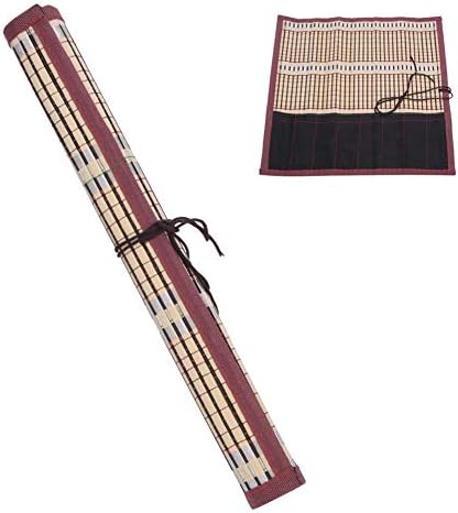 TOPINCN Pincel de pintura de bambú bolsa rodante de bambú para caligrafía pincel titular de pincel protector rollup para almacenamiento de pinceles