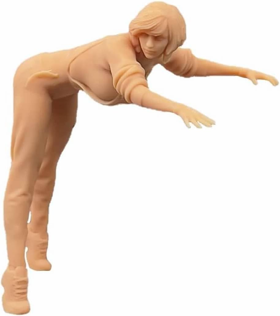 ZEDACAKAI Figura 124 Chica Reparador Trabajador de Mantenimiento Mesa de Arena Miniatura Escena de Villano Blanco Necesita ser Coloreado por Usted