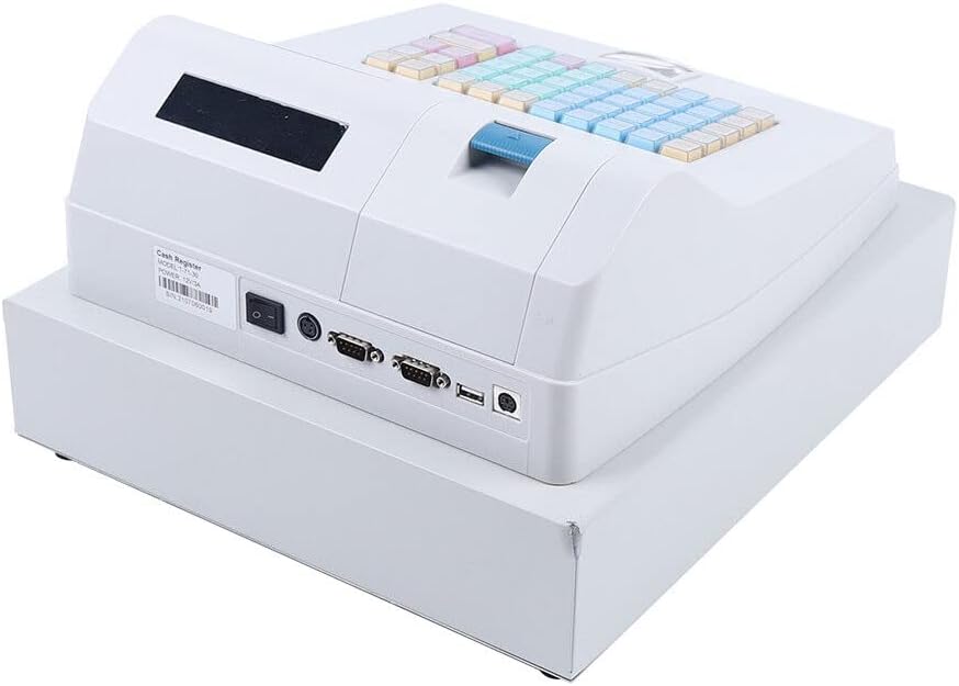 Caja registradora electrónica, sistema de posición LED48-Key con doble pantalla y funciones de impresión, caja registradora electrónica con cajones