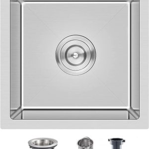 MESIDA Fregadero de cocina de acero inoxidable SUS304 de 15 pulgadas con un solo tazón (15 x 15 x 8 pulgadas) MESIDA Fregadero de cocina de acero inoxidable SUS304 de 15 pulgadas con un solo tazón (15 x 15 x 8 pulgadas)