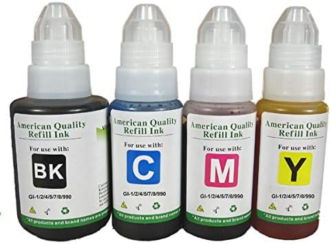 Vivid Colors Uso de tinta de recarga con Mega Tank GI 190 290 GI890 GI990 GI590 GI-290 paquete de 4