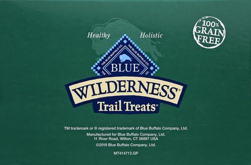 Blue Buffalo Wilderness Trail Treats – Galletas crujientes para perros con alto contenido en proteínas sin granos, receta de pato, caja de 36 onzas