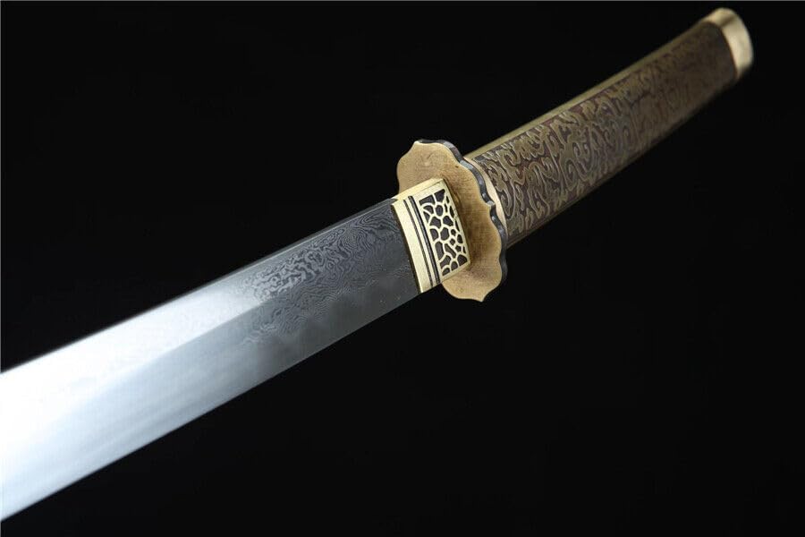 Zhmyyxgs Japanese Sword Samurai Katana Sharp Clay Tempered Folded Damascus Steel Blade