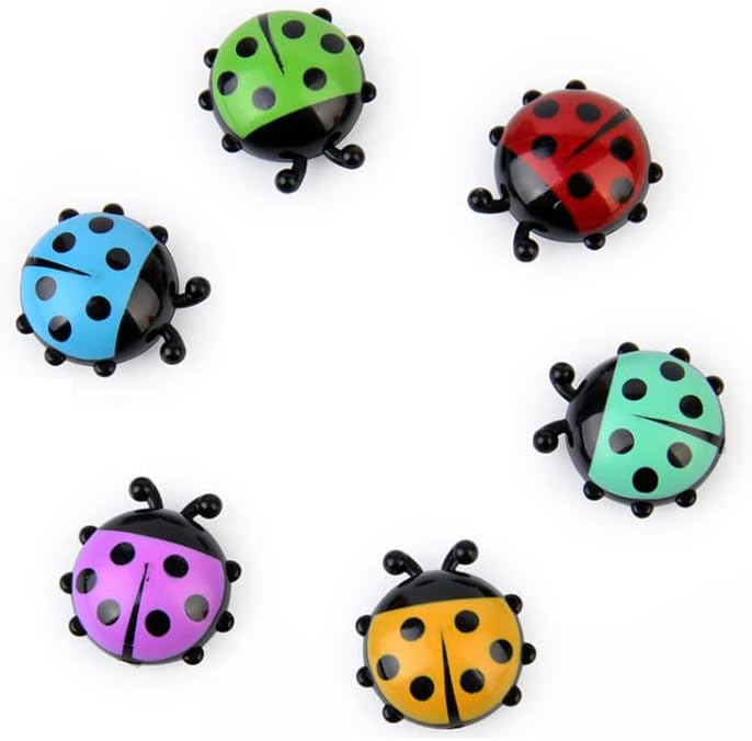 HLLMX – 12 imanes de mariquita para refrigerador, imanes de cocina, oficina, para cocina, escuela, aula, casillero para niños y niñas, fotos de