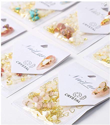 Gran variedad de tamaños para decoración de uñas, joyería de arte de uñas de piedra, piedra de cristal, decoración de uñas, pieza de concha de arte