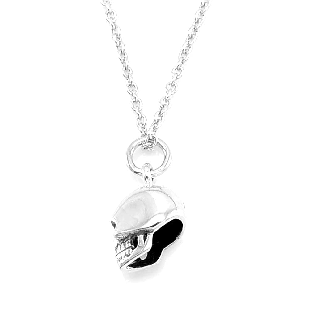 Sterling Silver Tiny Skull Charm Necklace, 18″