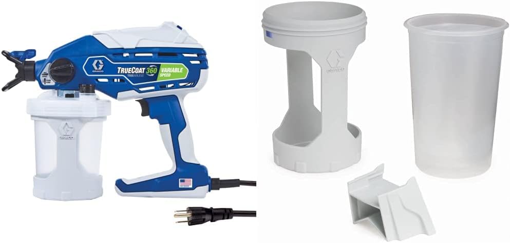 Graco 26D283 TrueCoat – Pulverizador de pintura de velocidad variable de 360 y kit de taza TrueCoat 360 FlexLiner 17F518, 42 onzas