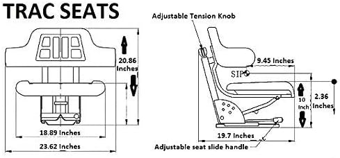Asiento de suspensión de tractor estilo waffle negro TRAC SEATS con inclinación para Massey Ferguson 451 461 471 481 491 (ENVÍO EN EL MISMO DÍA