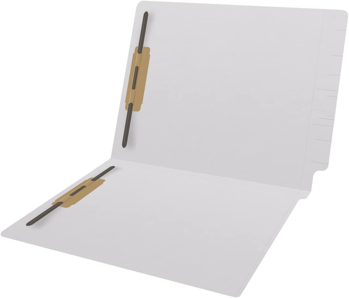 Carpetas de color de 14 puntos, pestaña final de 2 capas de corte completo, tamaño carta, 2 cierres en posición #1 y #3, blanco (caja de 50)