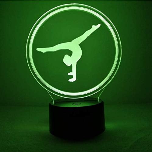 3D Artística Gimnasia Luz Nocturna Alimentada por USB Interruptor Táctil Control Remoto Decoración LED Ilusión Óptica Lámpara 3D 716 Colores