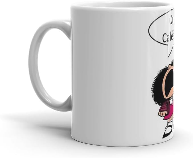 Taza de café de cerámica blanca Mafalda segura para el hogar, cumpleaños, boda, lavavajillas, microondas, fiesta, 15, 11 onzas, vacaciones, té