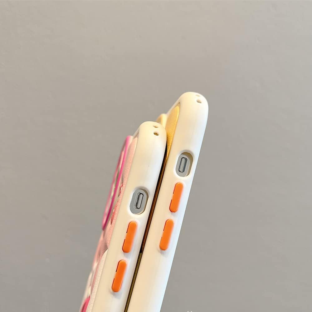 NATEROSO Funda compatible con iPhone 15 Pro Max de dibujos animados, funda de oso Kawaii de silicona 3D, funda de TPU suave a prueba de golpes, para