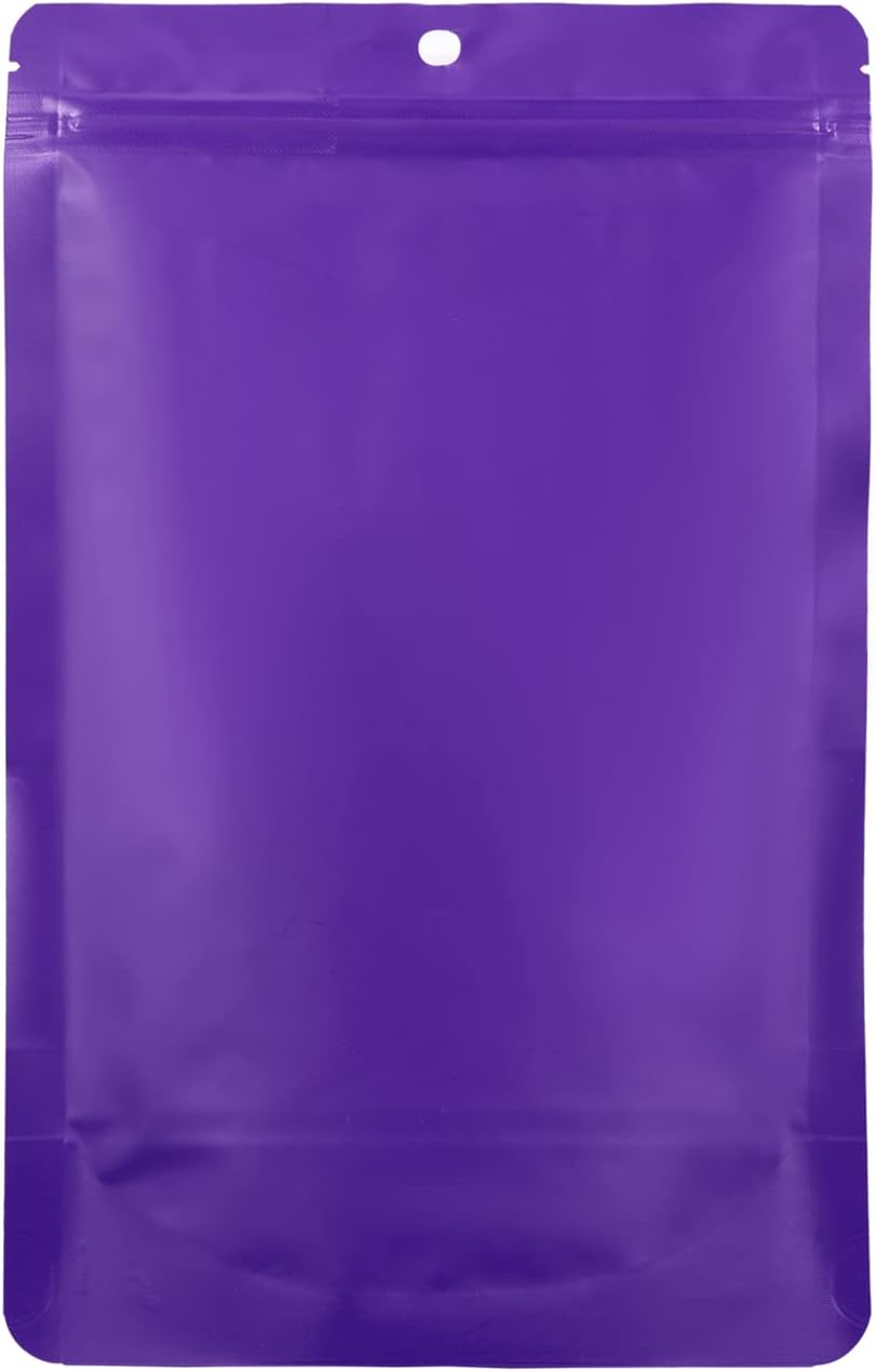Paquete de 110 bolsas con cierre hermético metálico mate con ventana frontal transparente, bolsas resellables de color sólido resellables para