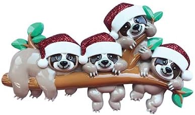 Adorno personalizado 2023, familia de 4 perezosos, decoración para árbol de Navidad, adornos colgantes sin adornos personalizados (Familia de 4)
