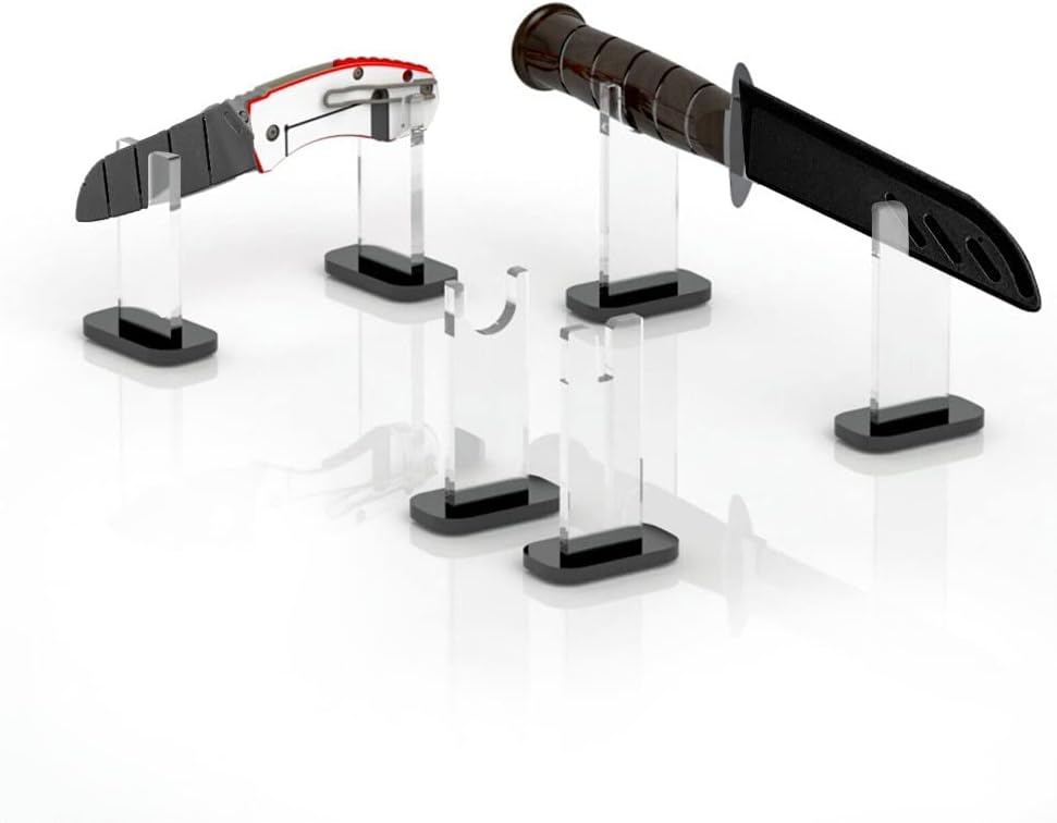 Soporte de exhibición de 2 piezas para cuchillo, soporte de acrílico para cuchillos de colección, soporte de exhibición de cuchillos de escritorio