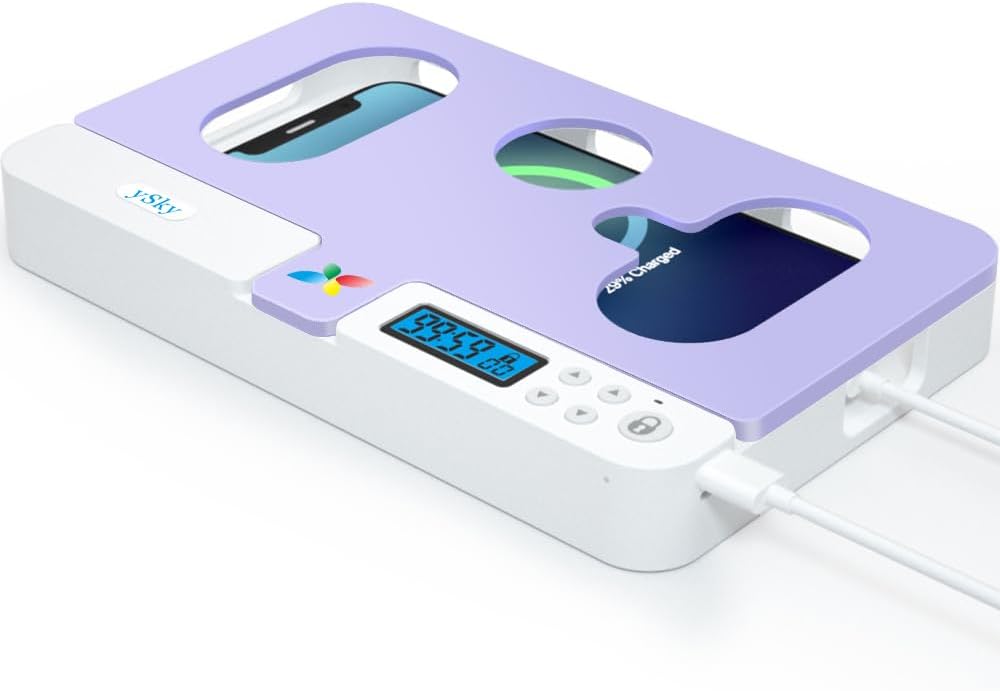 ySky Caja de bloqueo de teléfono con temporizador automático portátil para teléfonos iPhone y Android, temporizador de control automático para
