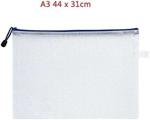 Carteras de plástico A3 con cierre de cremallera, de malla, para documentos, carpetas de documentos, bolsillos de plástico, con cremallera, para