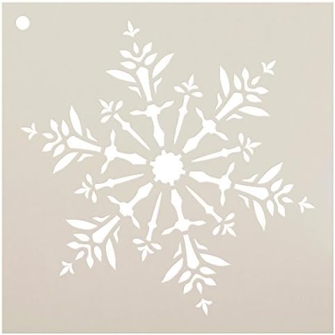 StudioR12 – Plantilla de copo de nieve  Delicado arte de invierno  Plantilla de Mylar reutilizable  Pintura, tiza, técnica mixta  Uso para arte de