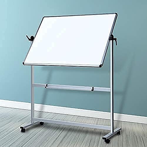 VIZ-PRO Pizarra magnética móvil de doble cara, marco y soporte de aluminio de 72 x 48 pulgadas, con 12 marcadores
