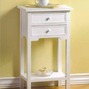SWM 36644 Mesa auxiliar blanca con 2 cajones y estante inferior SWM 36644 Mesa auxiliar blanca con 2 cajones y estante inferior