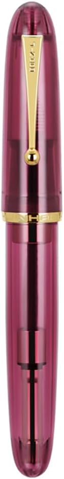 Jinhao 9019 – Pluma estilográfica #8 de punta fina, color rojo transparente con clip dorado, bolígrafo de escritura de resina de gran tamaño con