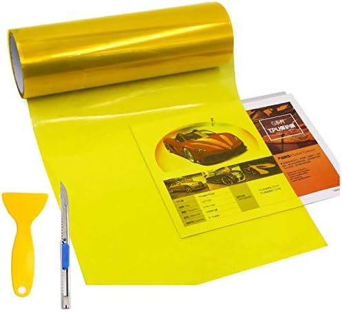 Rollo de lámina de vinilo tintado de 12 x 48 pulgadas para faros delanteros de automóvil, luces traseras, luces antiniebla con escobilla de goma +