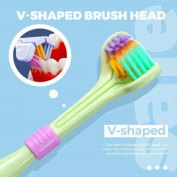 2 cepillos de dientes de pelo suave de tres caras de color aleatorio, diseño envolvente eficaz, para limpiar los dientes y las encías, cepillos de