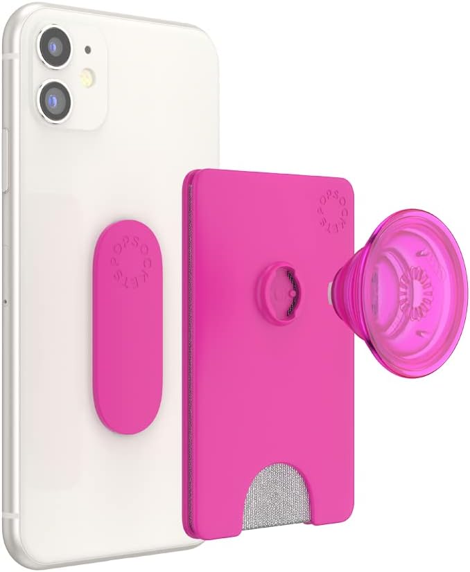 PopSockets Cartera para teléfono con agarre expansible para teléfono, tarjetero para teléfono, color magenta
