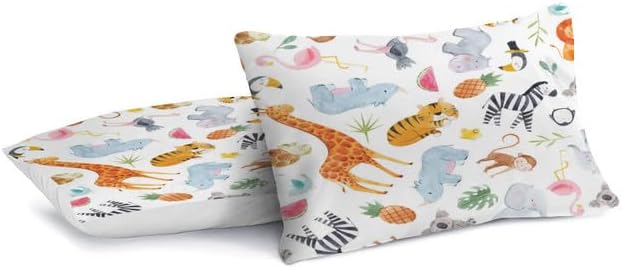 KPSheng Juego de funda de edredón de dibujos animados tamaño individual, juego de ropa de cama de animales de safari, bonito juego de funda de