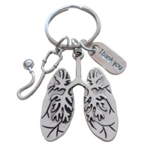 Respiratory Medical Health Professional Appreciation Keychain with Lung Charm, Stethoscope, and Thank You Charm. Respiratory Medical Health Professional Appreciation Keychain with Lung Charm, Stethoscope, and Thank You Charm.