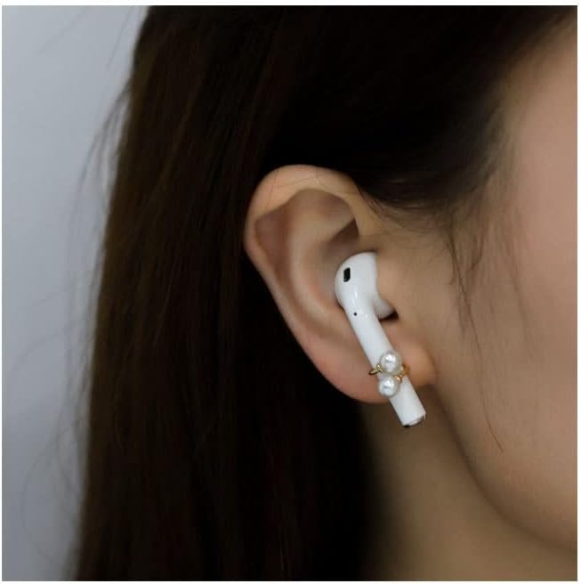 Auriculares con cadena antipérdida, pin plateado, aretes inalámbricos antipérdida, clip para la oreja, cadena para auriculares, aretes con clip para