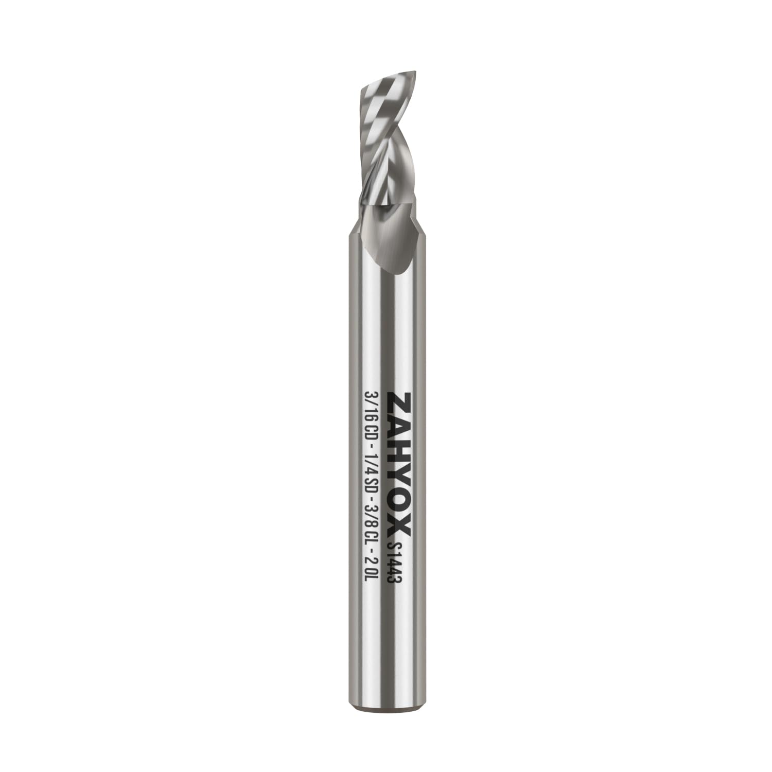 ZahyoX O Broca de enrutador de carburo sólido en espiral de una sola flauta, fresadora de extremo CNC de vástago de 14 pulgadas, 316 de diámetro x